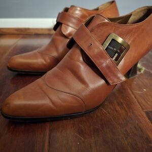 Women's  Cognac Leather Ankle Boots